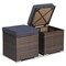 2 Pieces Patio Storage Ottoman with Removable and Washable Cushions